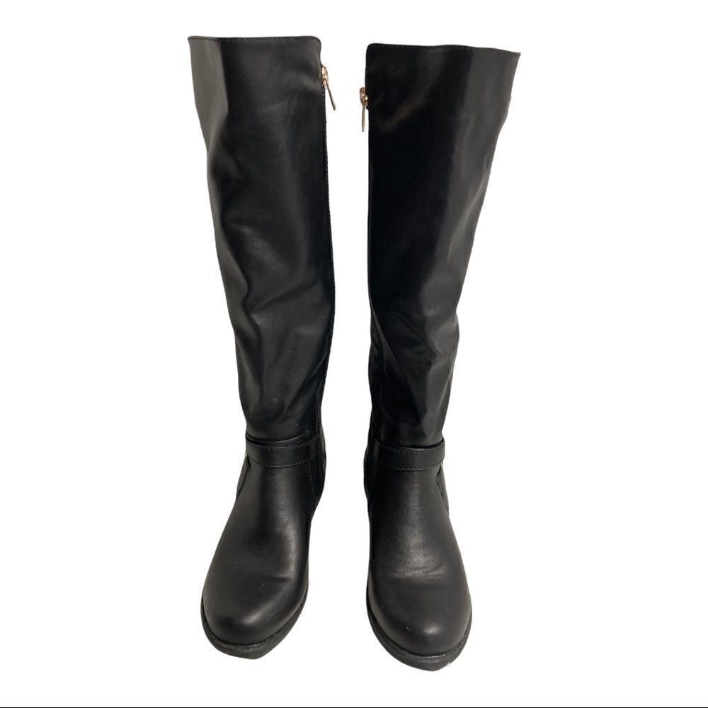 MONTANA BAMBOO, 17”,Side Zip Black Riding Boots,6